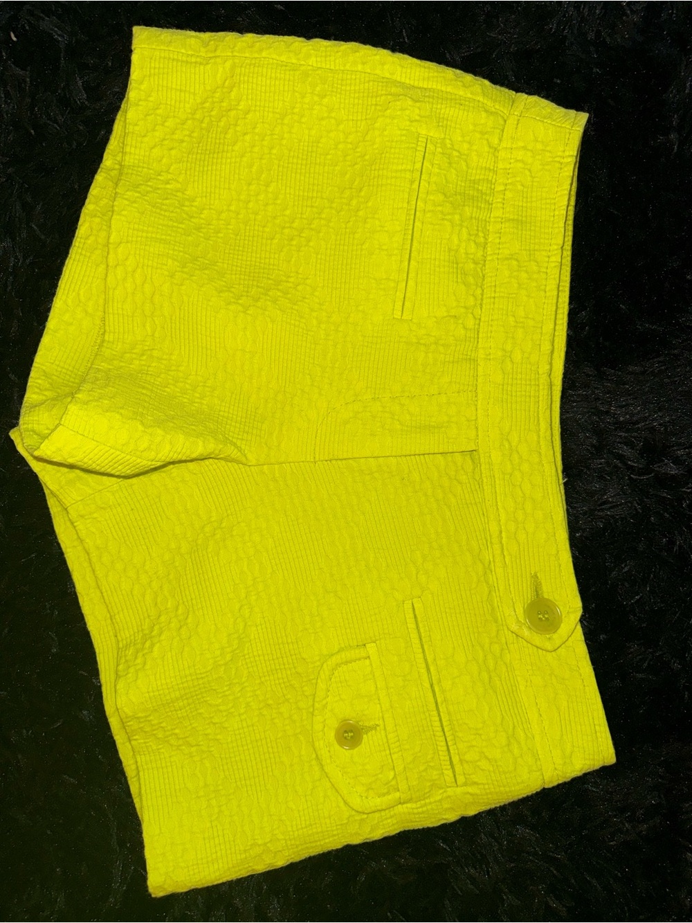 Trina Turk Lime Green Textured High Rise Tailored Shorts Size 0